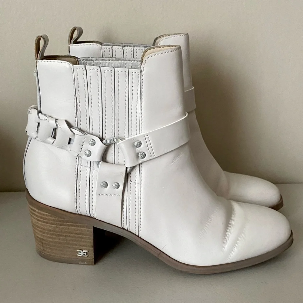 Sam Edelman Dalma Biker Bootie Ivory Leather 8.5 - Picture 1 of 13